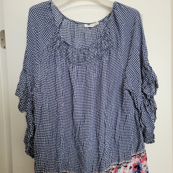 Terra & Sky Tops - Terra and Sky Woman's Blue and White Size Blouse 2X